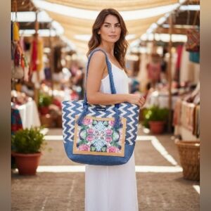Nicole Lee Chevron Floral Tote Bag